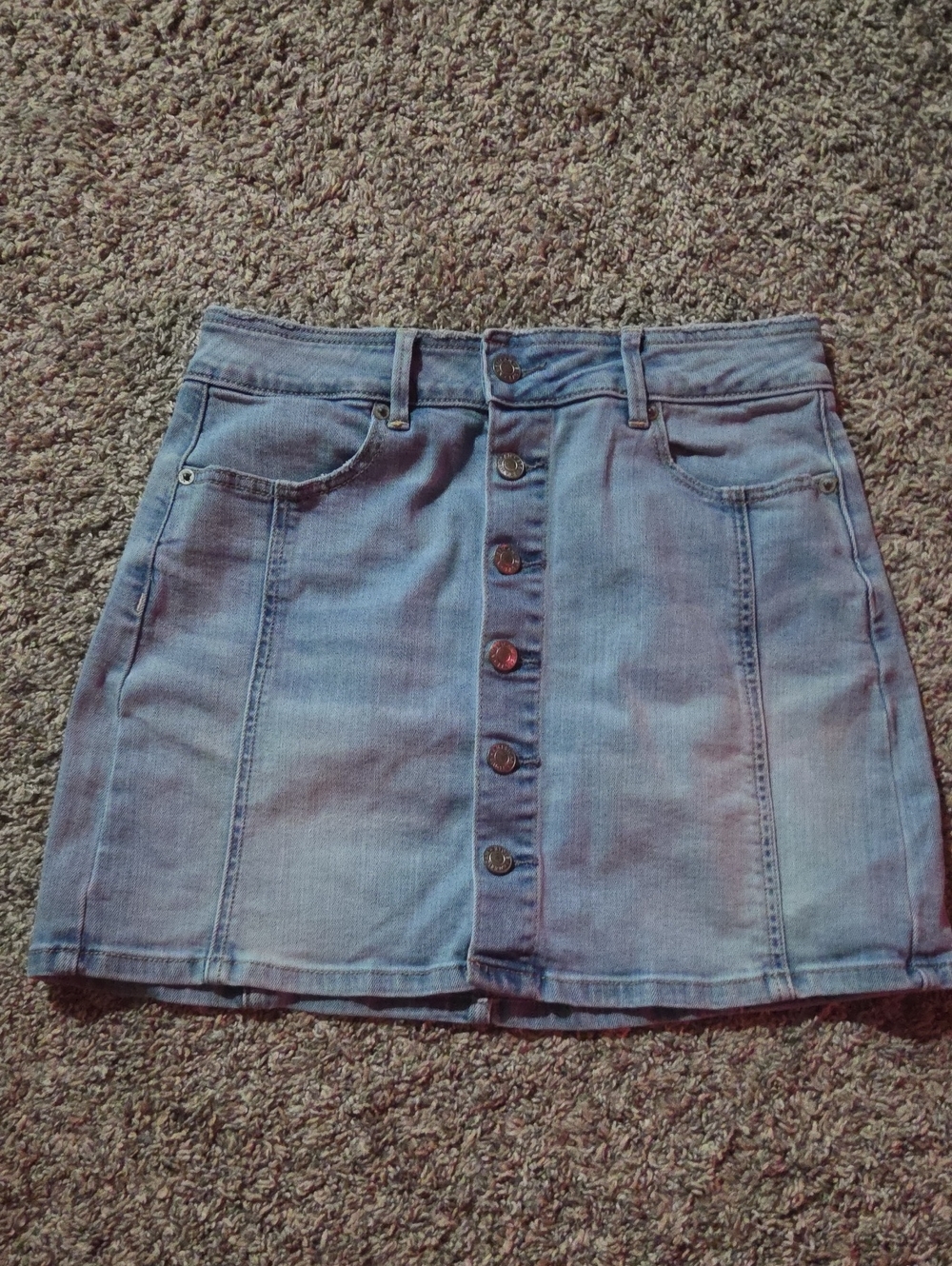 American Eagle Outfitters Light Blue Button-Front Denim A-Line Skirt